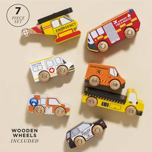 Wooden Emergency Helicopter & Rescue Cars