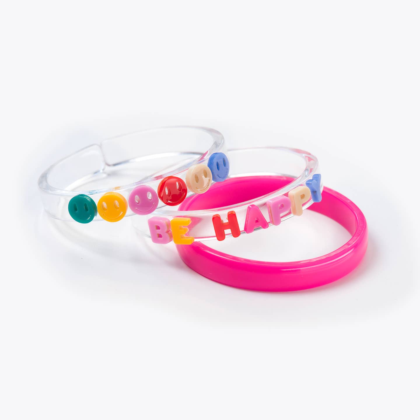 Be Happy Vibrant Bangle Set Acrylic Bangle Bracelets | Set of 3