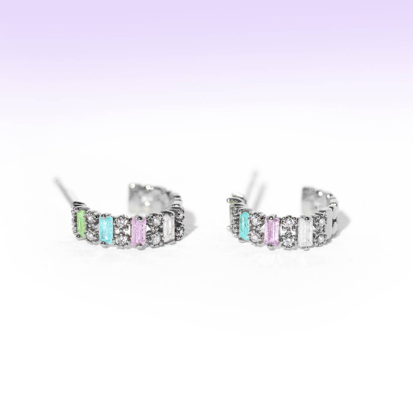 Aloe Gem Hoop Earrings | Sterling Silver