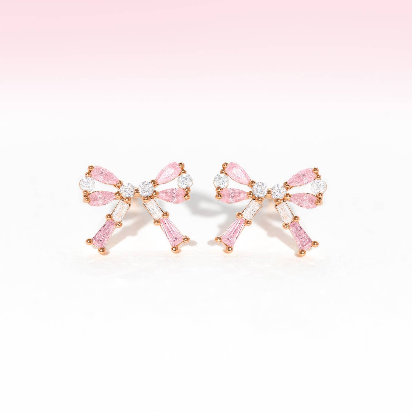 Chassé Bow Stud Earrings | 18k Rose Gold Plated