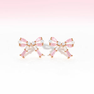 Chassé Bow Stud Earrings | 18k Rose Gold Plated