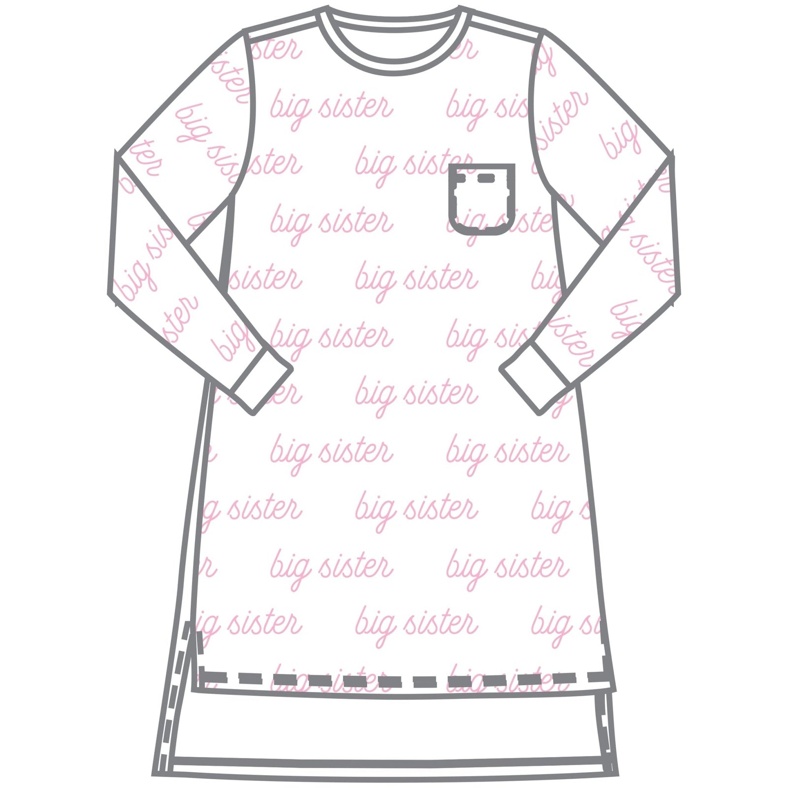 Big Sister Print Long Sleeve Nightdress