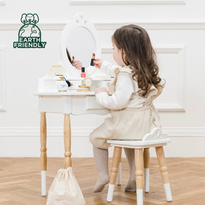 Wooden Dress Up Vanity Table & Stool