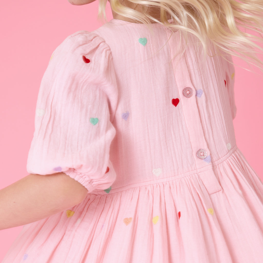 Girls Brooke Dress | Candy Heart Embroidery