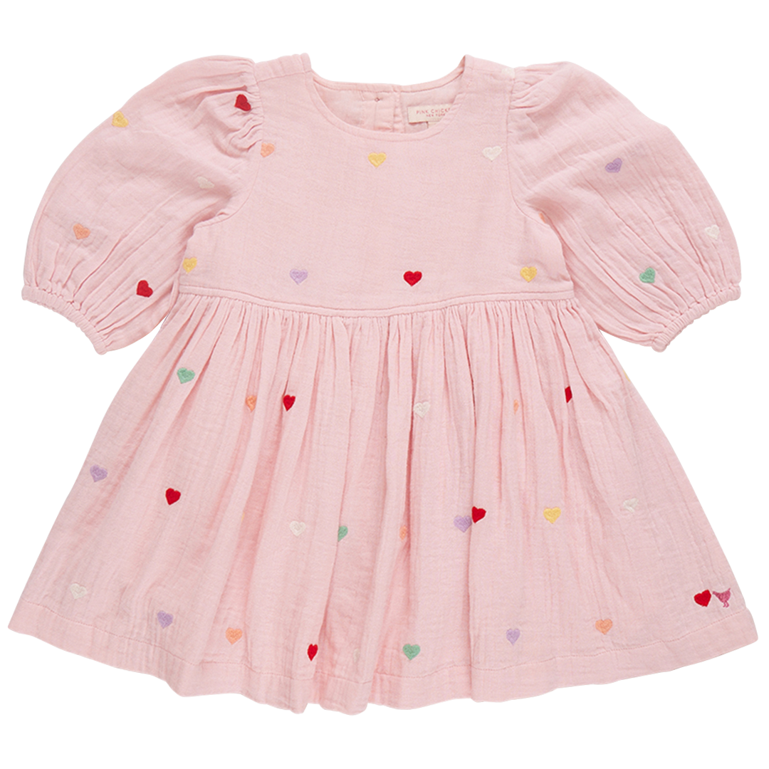 Girls Brooke Dress | Candy Heart Embroidery