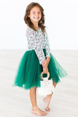 Mints and Mistletoe Long Sleeve Tutu Dress