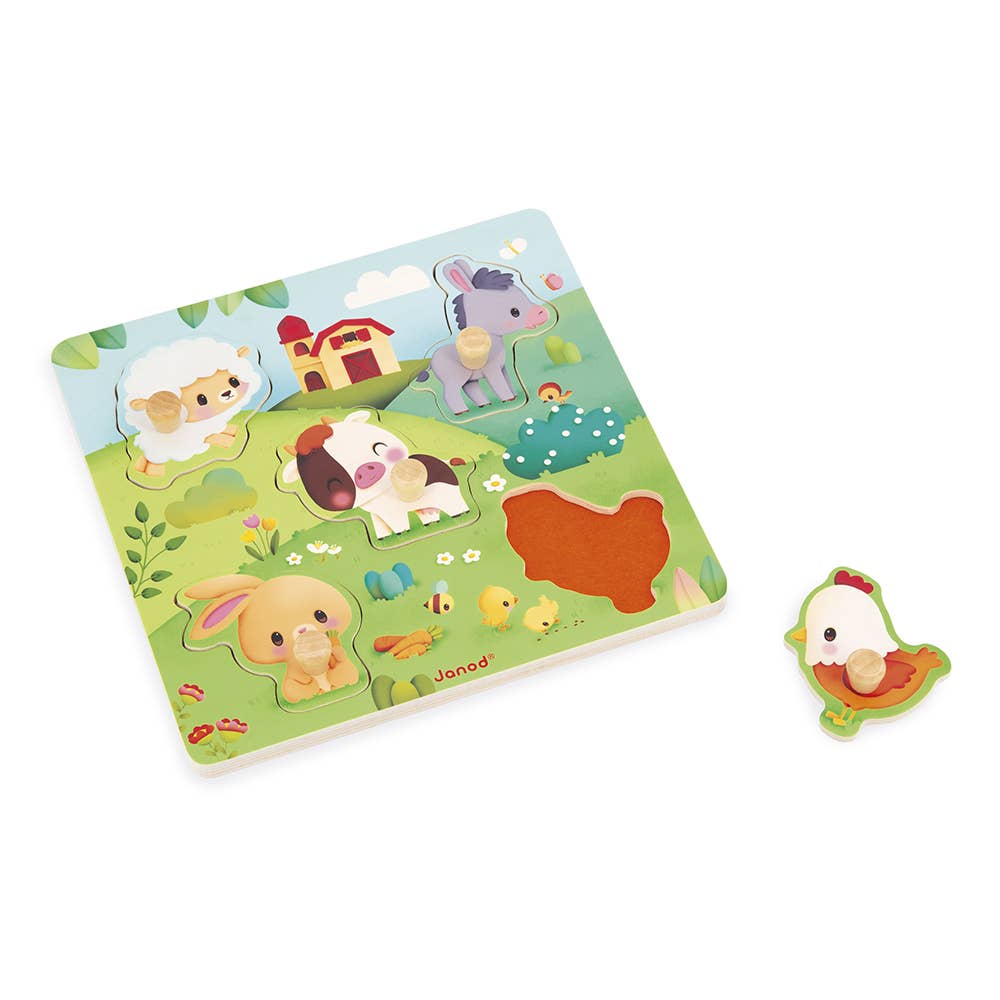 Tactile Wooden Peg Puzzle | Farm