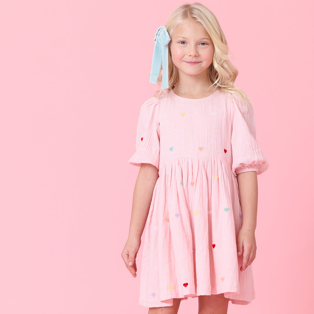 Girls Brooke Dress | Candy Heart Embroidery