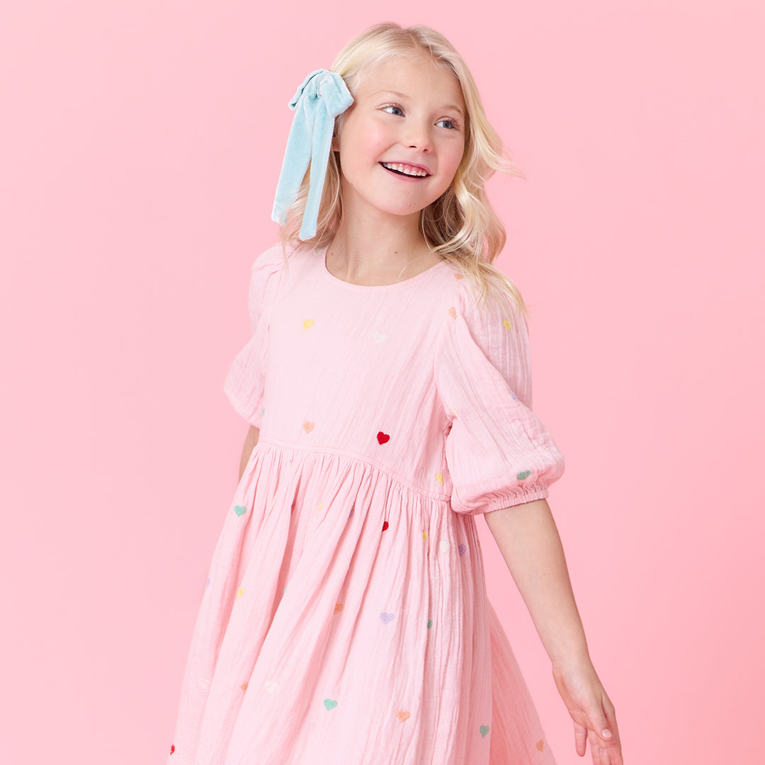 Girls Brooke Dress | Candy Heart Embroidery