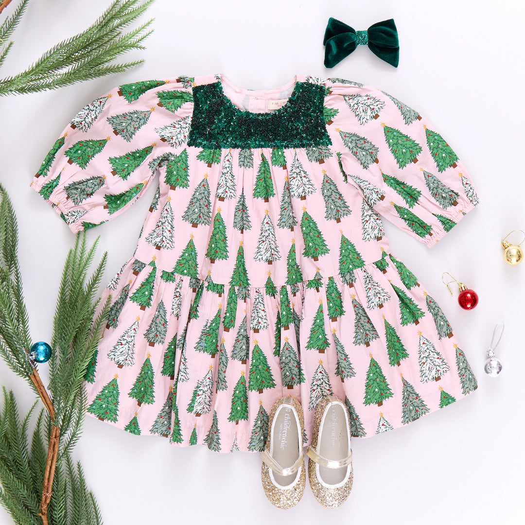 Fiona Dress | Pink Trees