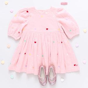 Girls Brooke Dress | Candy Heart Embroidery