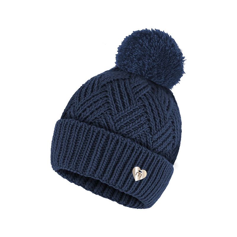 Girls Knit Pom Pom Hat | Navy