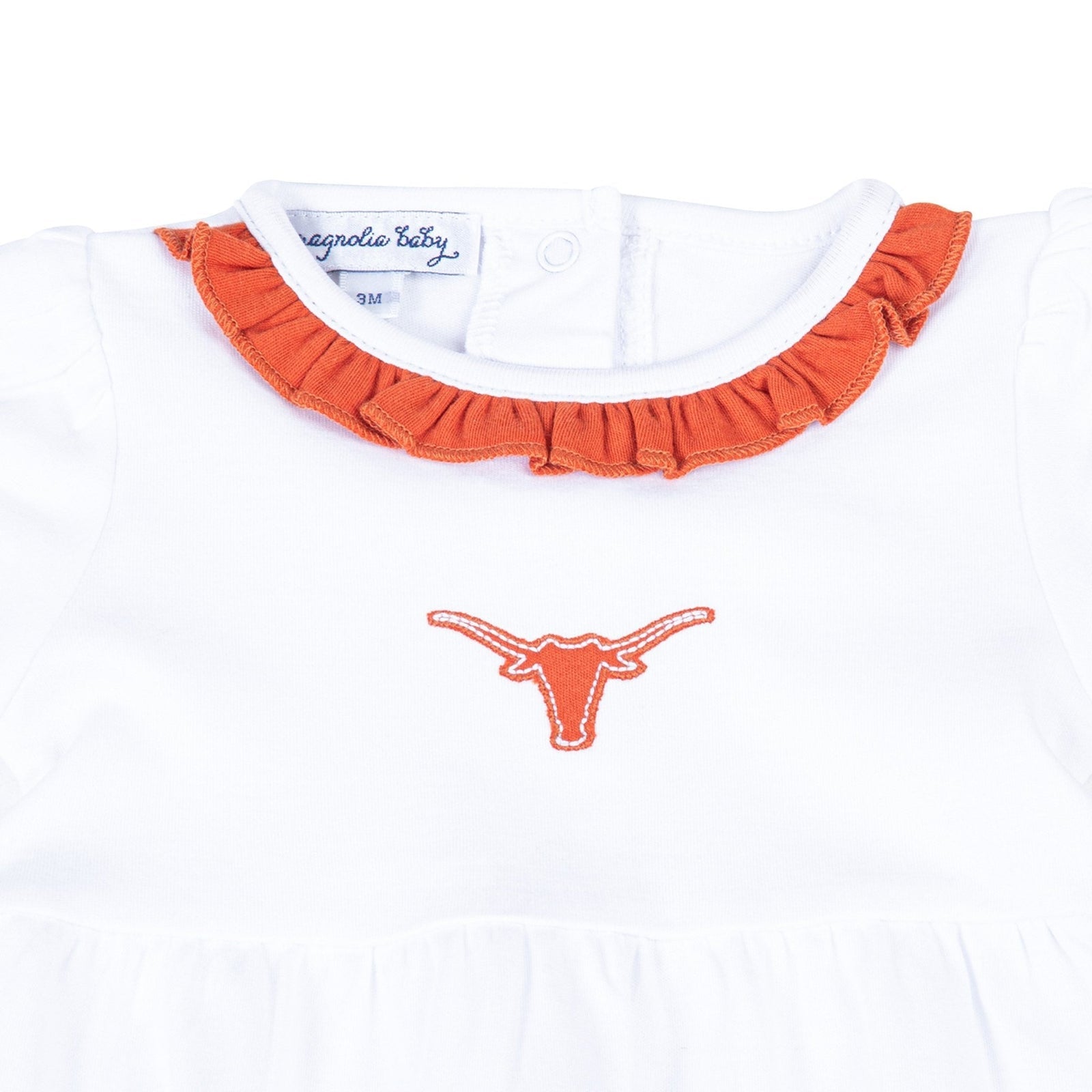 Lil' Longhorn Embroidered Ruffle Bubble
