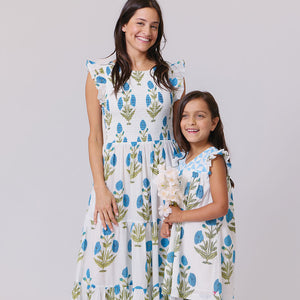 Courtney Dress | Blue Oversized Dandelion