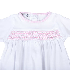 New Beginnings Smocked Gathered Gown | Pink