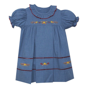 Denim Blue Beatrix Embroidered Dress