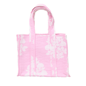 Small Reversible Quilted Tote | Pink Bouquet Floral