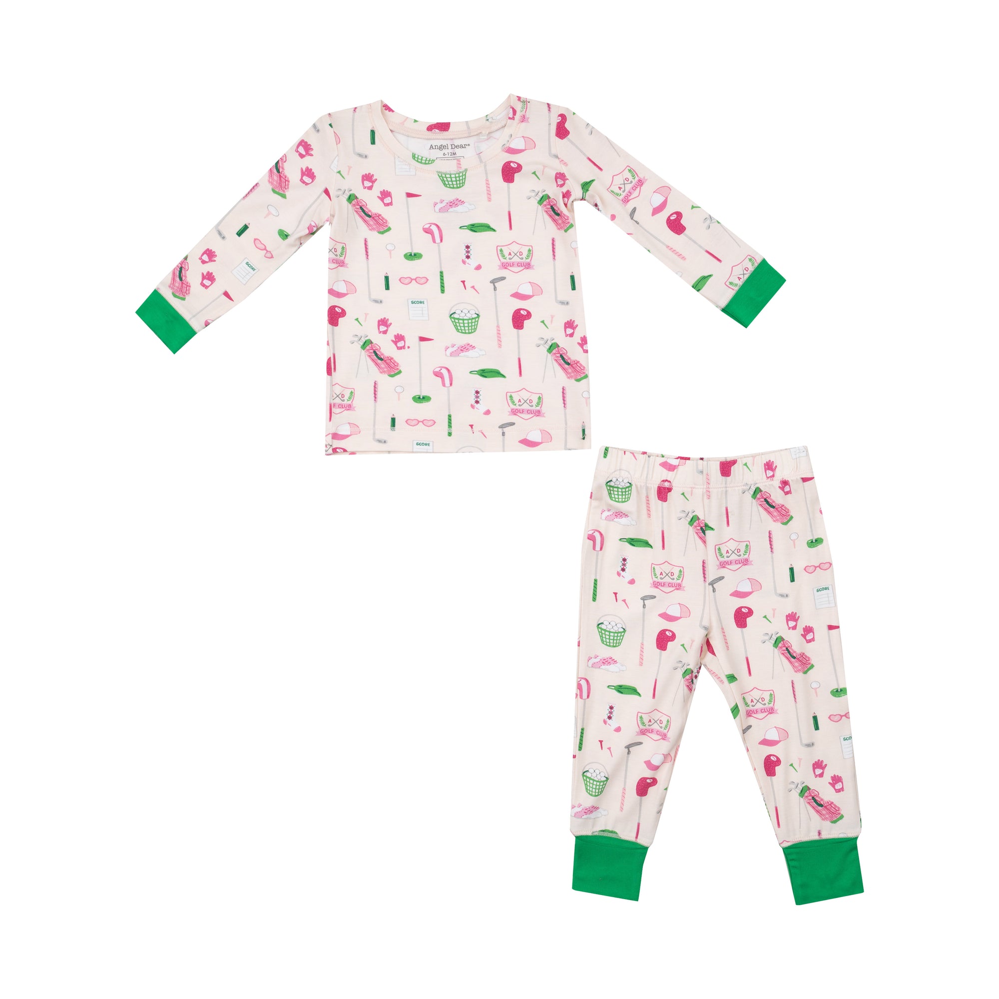 Golf Cart Pink Long Sleeve Loungewear Pajama Set