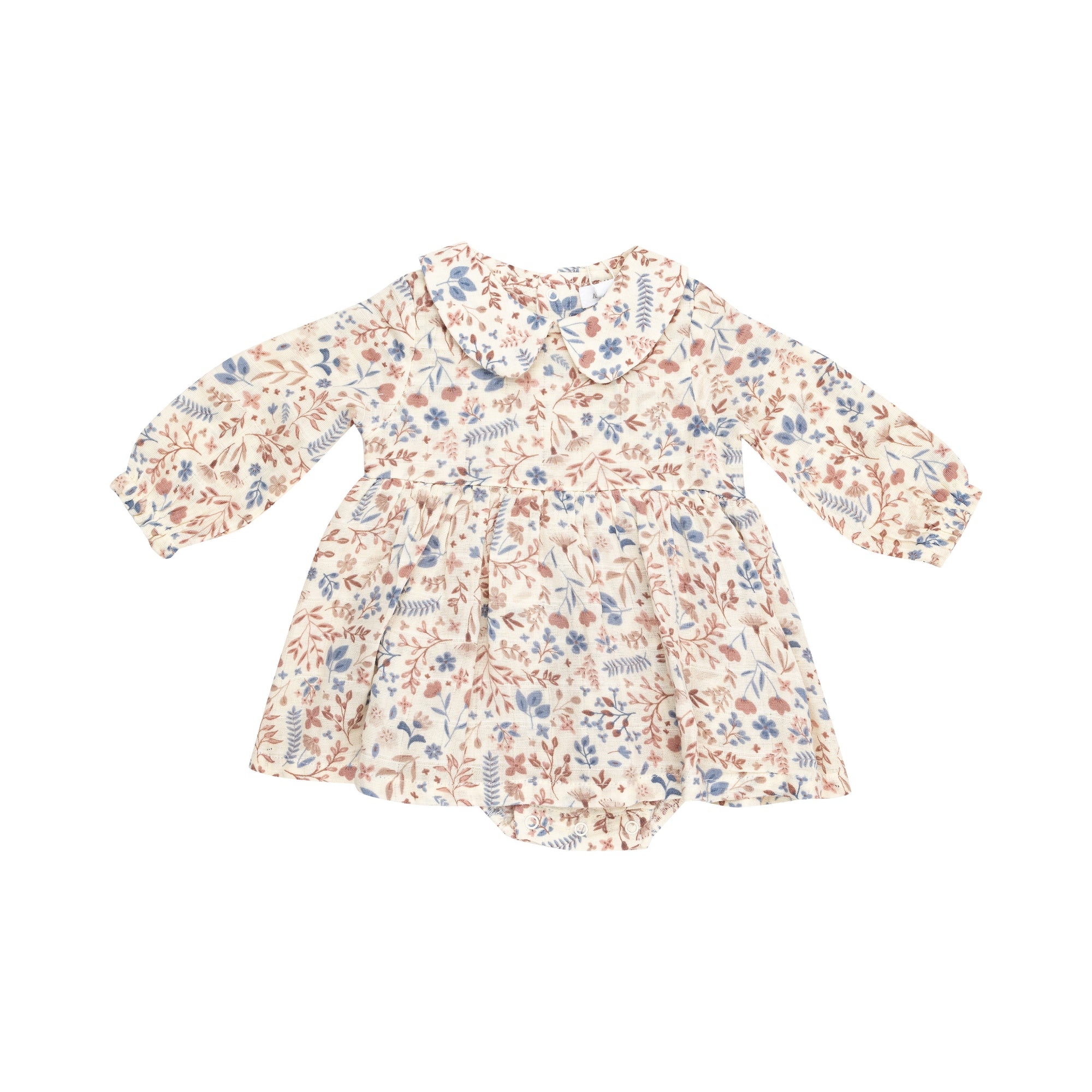 Western Floral Muslin Peter Pan Collar Skirted Bubble