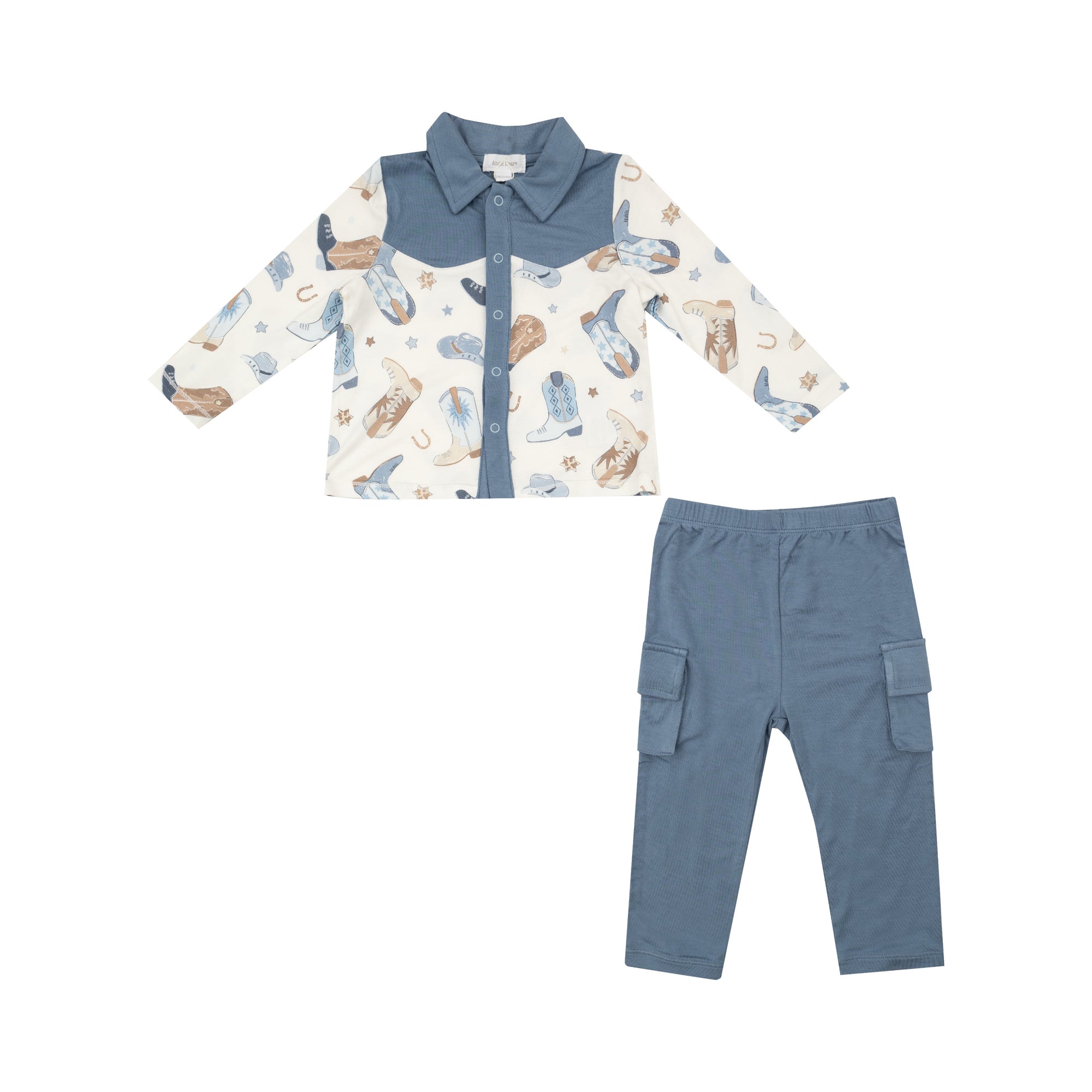 Cowboy Boots Blue Bamboo Cowboy Button-down and Pant Set