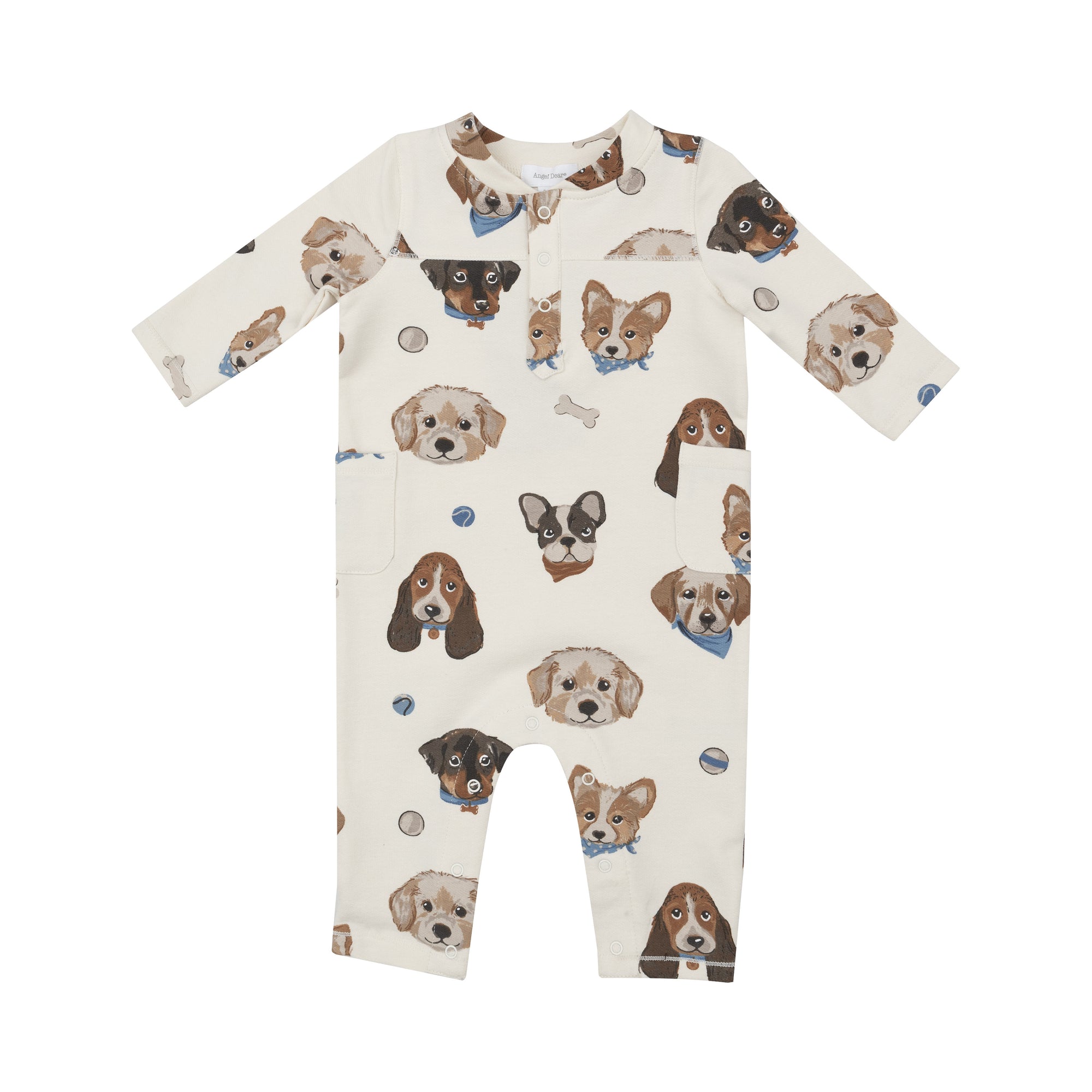 Vintage Puppy Faces French Terry Uni Romper