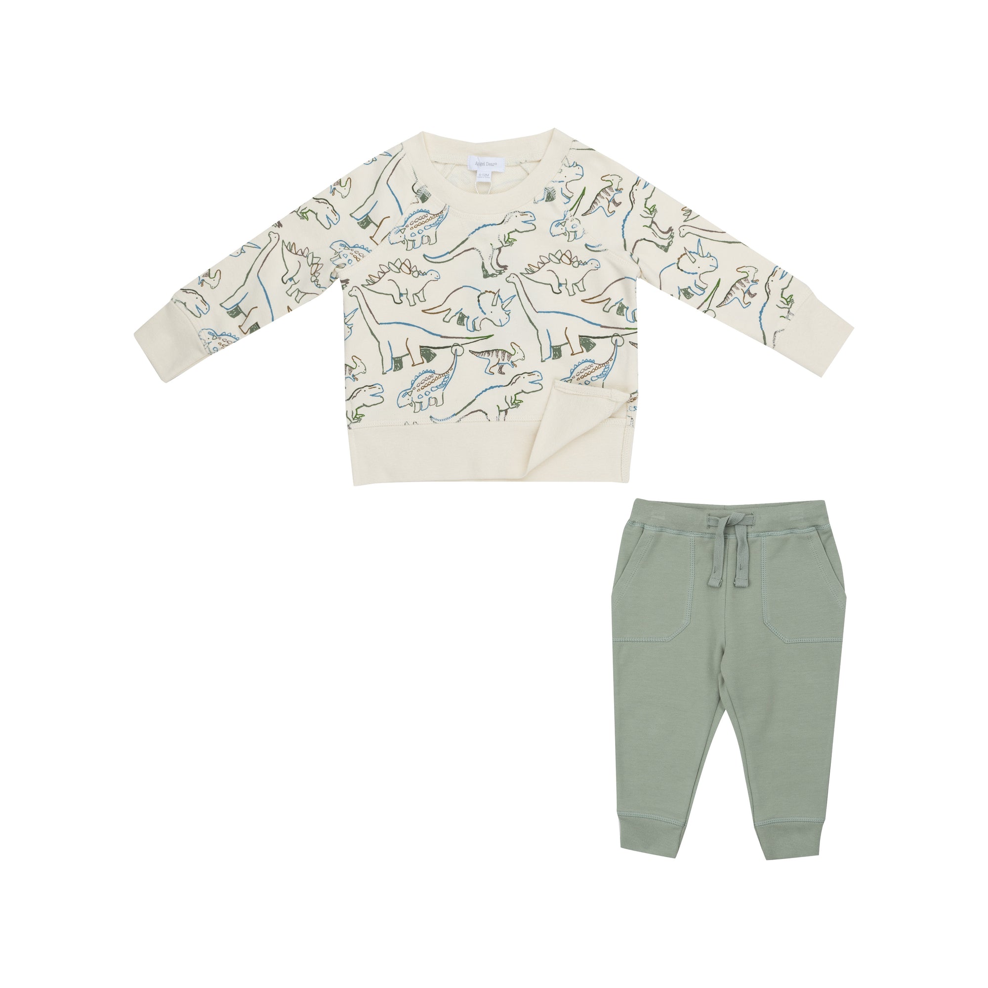 Artsy Dinos French Terry Raglan Sweatshirt and Jogger Set