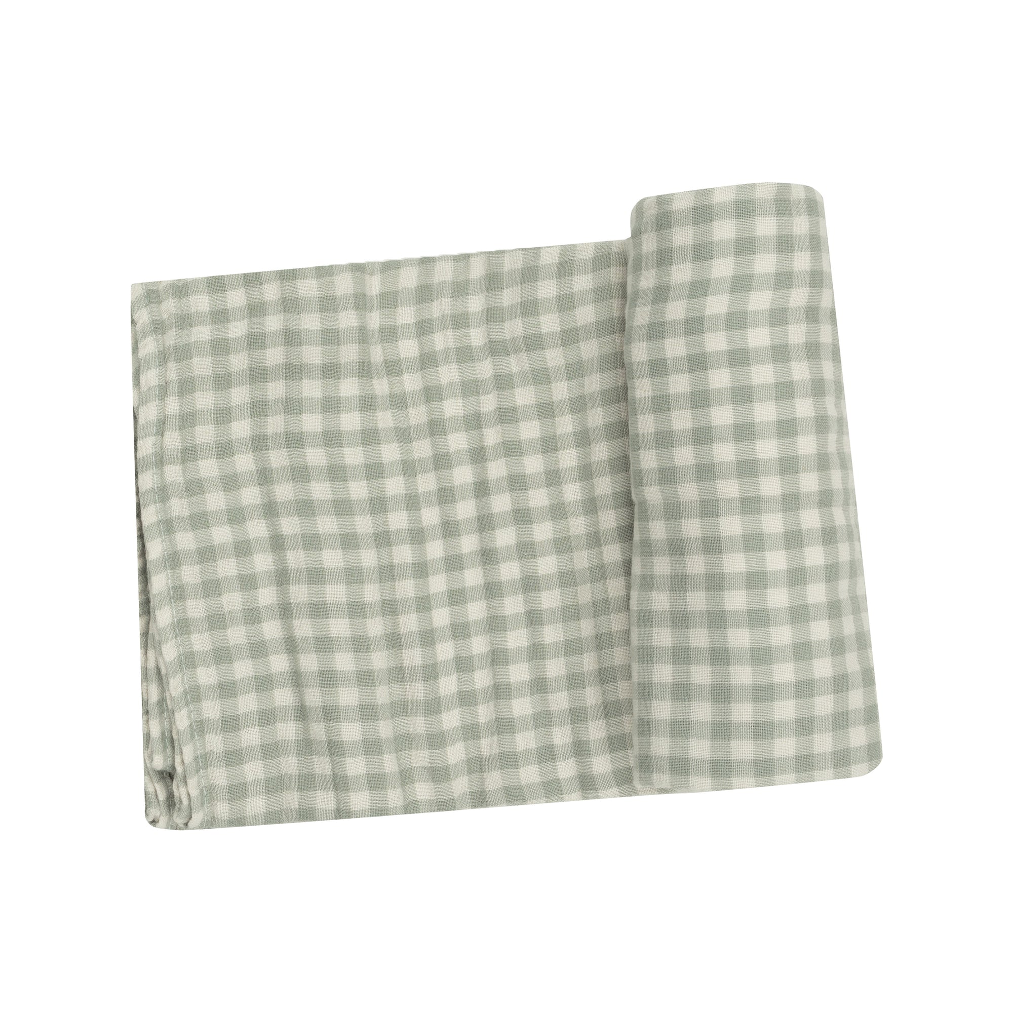 Mini Green Gingham Muslin Swaddle Blanket