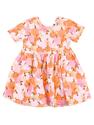 Pink Pumpkin Patch Short Sleeve Knit Twirl Dress