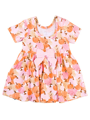 Pink Pumpkin Patch Short Sleeve Knit Twirl Dress