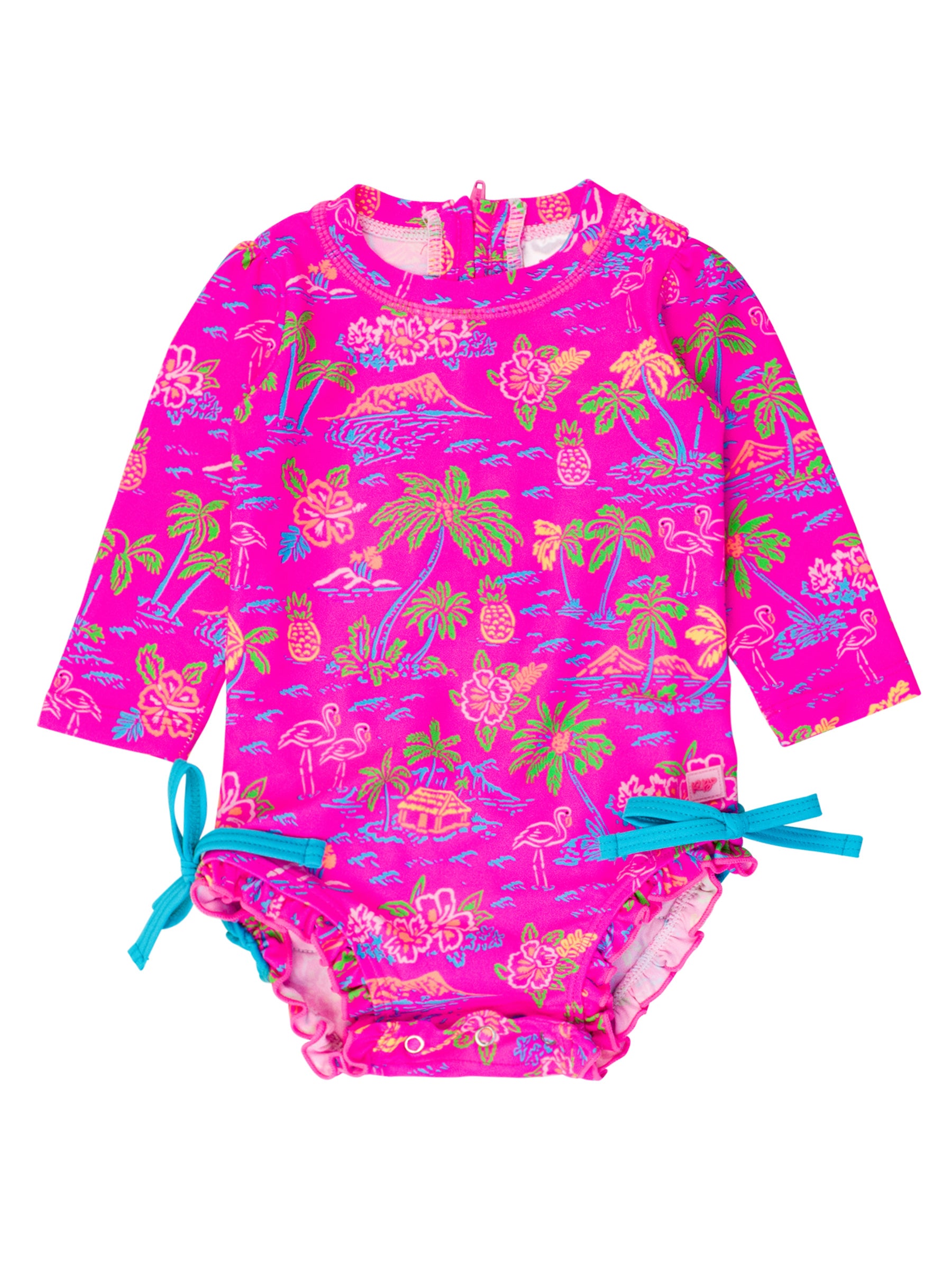 Neon Island Time Long Sleeve One Piece Rash Guard