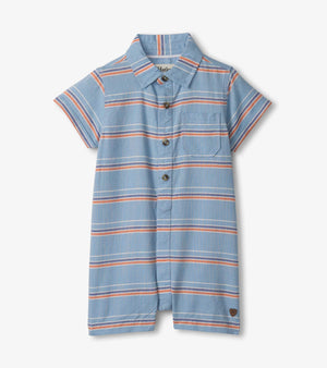 Blue Stripe Summer Woven Romper