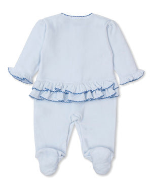 Blooming Bows Velour Footie | Blue