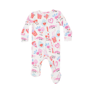 Love You Foodie Much Pink Bamboo 2 Way Zipper Footie