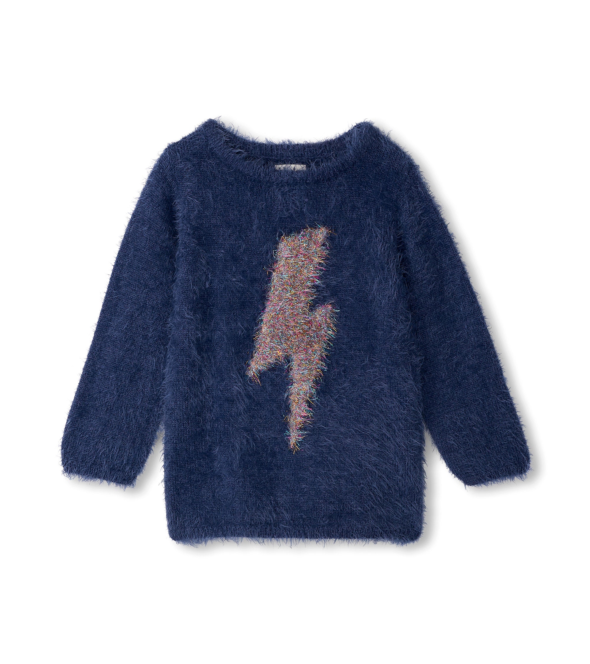 Metallic Lightning Furry Graphic Sweater