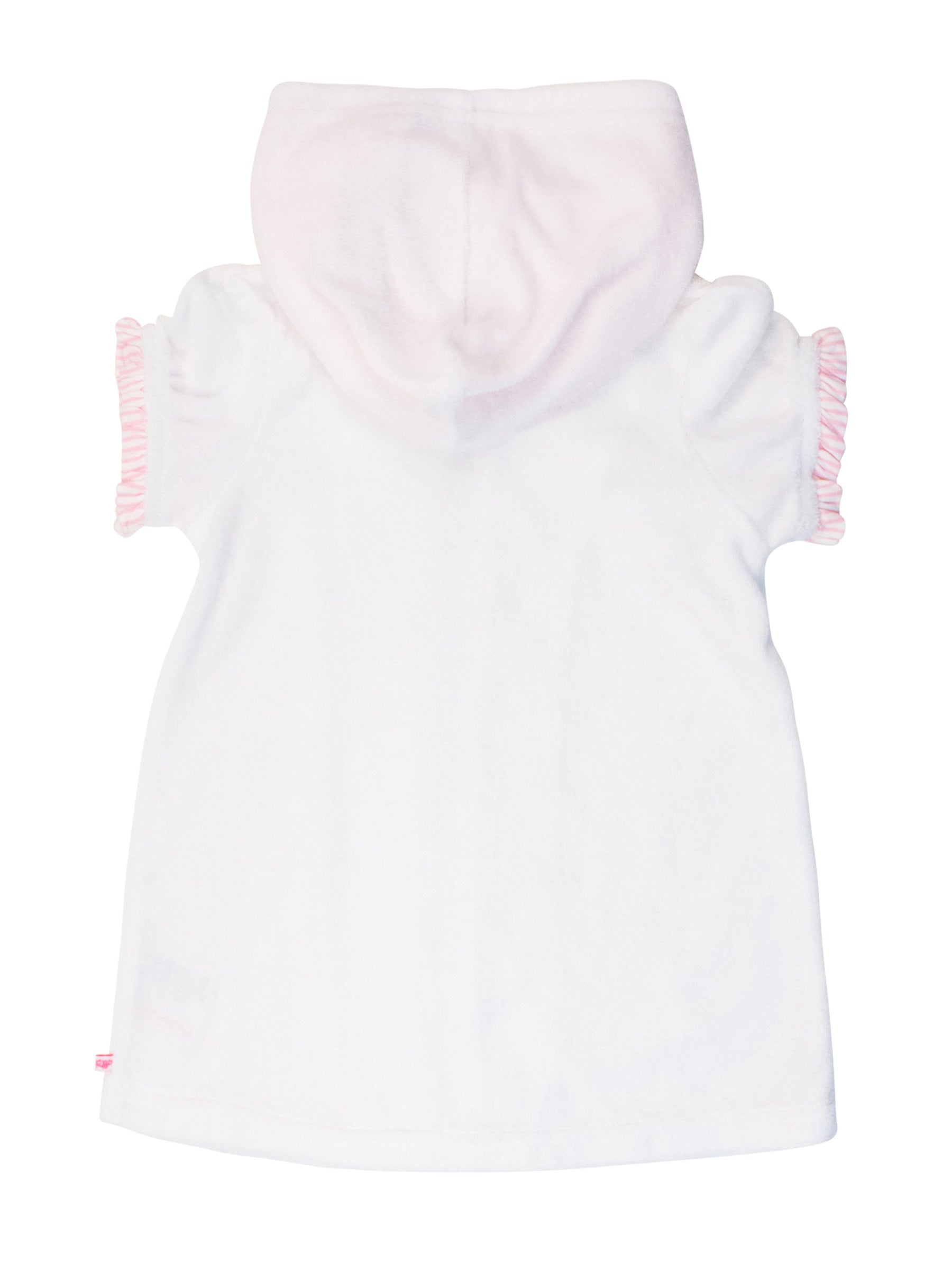 White with Pink Seersucker Full-Zip Terry Coverup