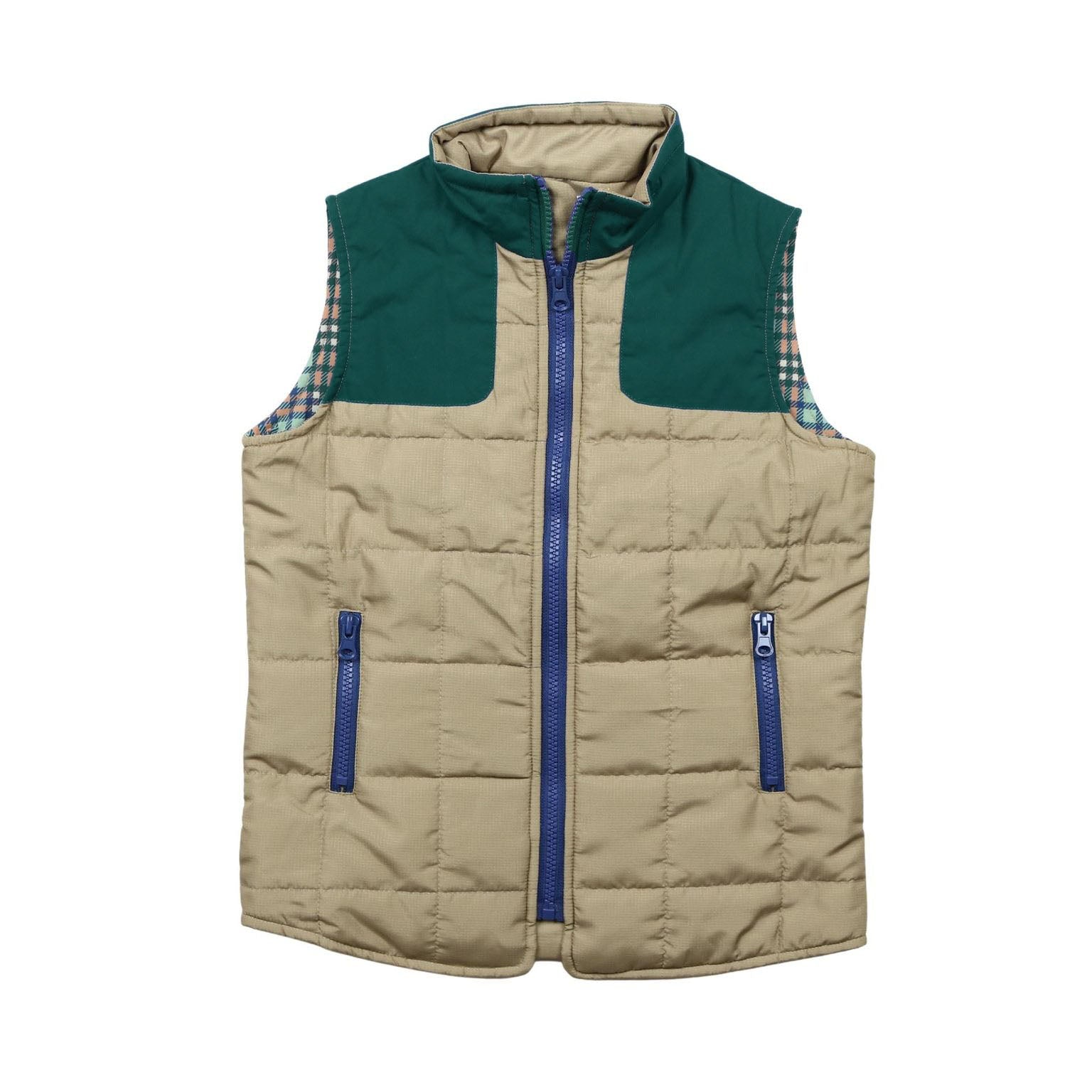 Kid's Sleeveless Down Jacket Gray Technical Fabric with Lily of