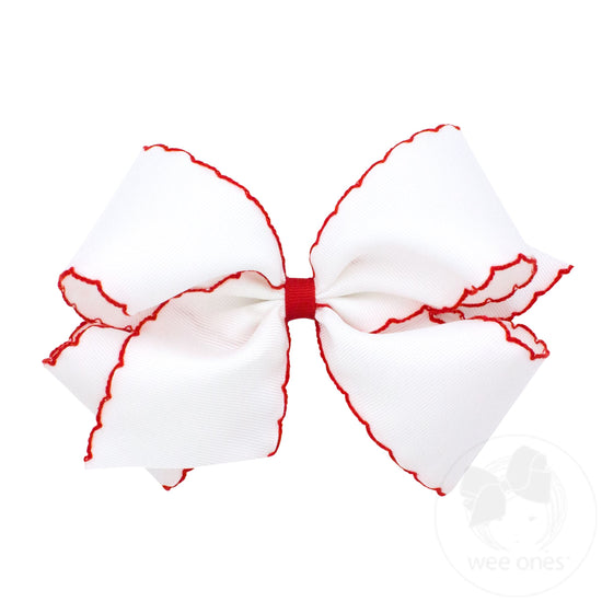 King Grosgrain Bow with Contrast Moonstitch | Assorted Colors